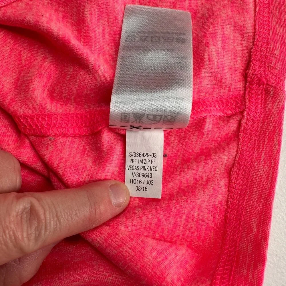 Old Navy Active Girls Go-Dry Pullover XL Hot Pink Long Sleeve Half-Zip‎ Top Neon